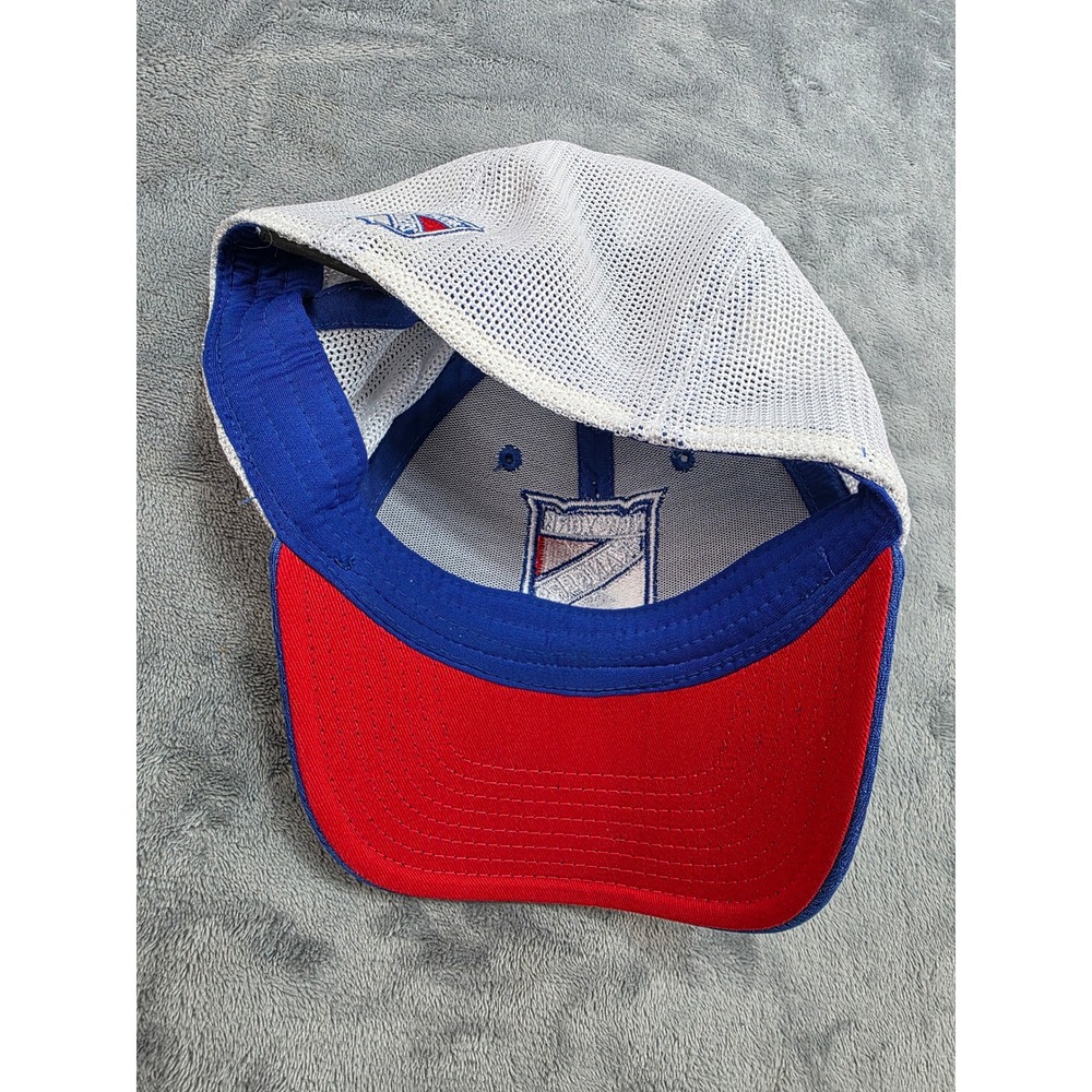 Adidas New York Rangers NHL Trucker Hat Blue White Mesh Stretch Fit Cap S/M - Picture 5 of 7